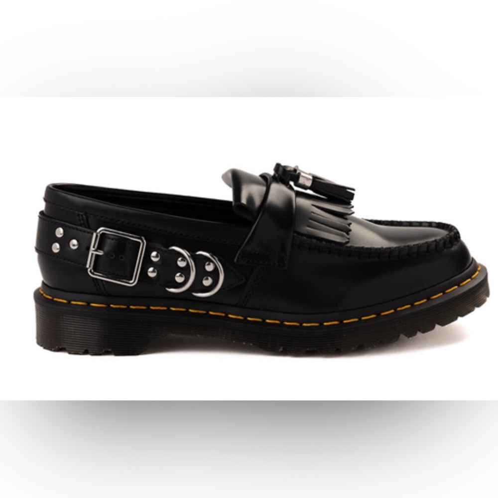 New w/o box Dr. Martens Adrian Hardware Polished Smooth Tassel Loafer Black 6 7